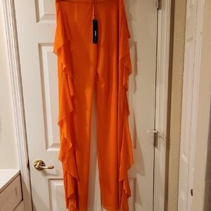 Fashion Nova Orange Ruffle Swim Coverup Pants - Brand New Select your Size!